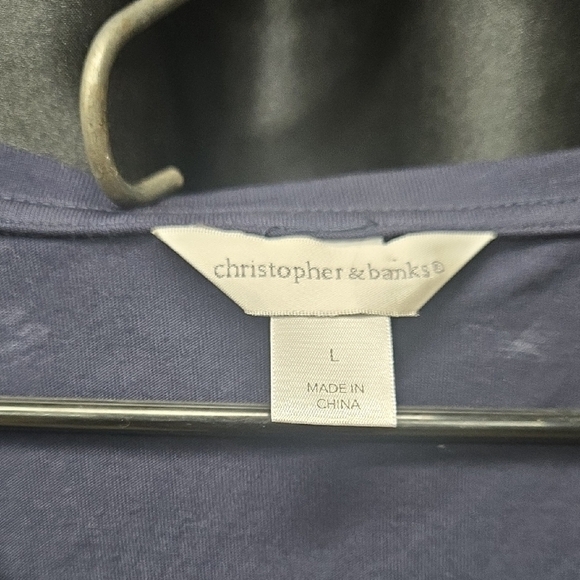 Christopher & Banks Glittering Blue Short Sleeve Top - Picture 2 of 7